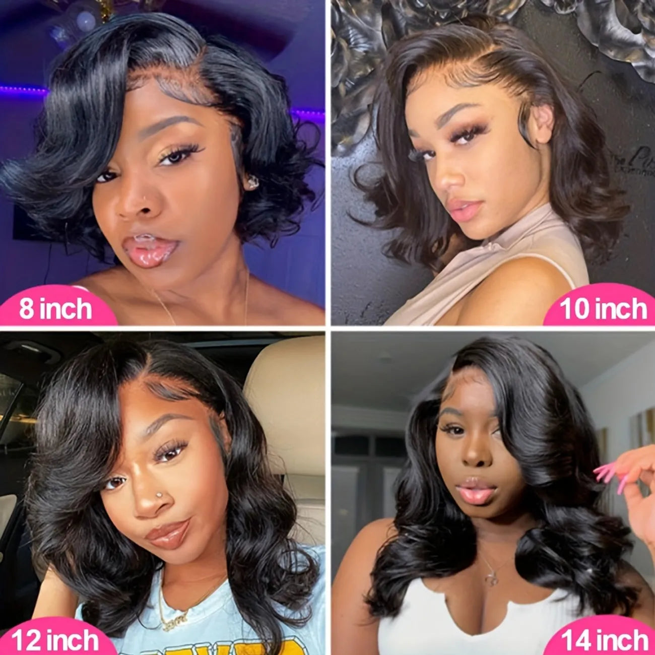 Natural Black 4x4 Closure Lace Human Hair Bob Wig