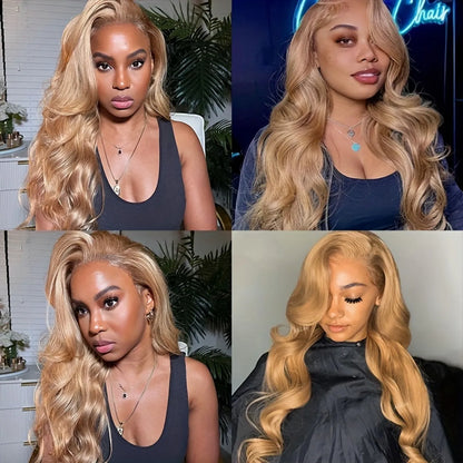 180% Honey Blonde 13x4 Lace Frontal Brazilian Remy Body Wave Human Hair Wig