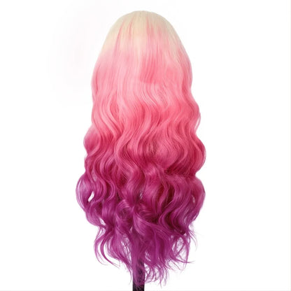 Ombré Pink &amp; Blonde Body Wavy Lace Front Wig in 26 Inches