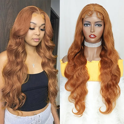 Turmeric Colored Human Hair Body Wave Wig