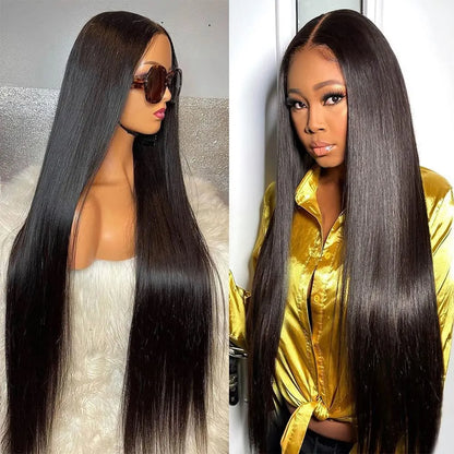 150% Natural Black 4x4 Lace Front Brazilian Remy Human Hair Silky Straight Wig